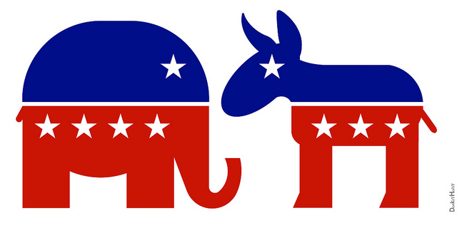 Symbols represent the Republican and Democratic Parties