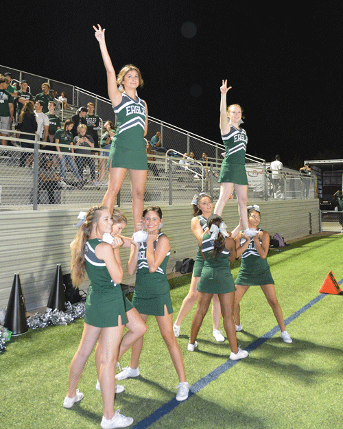 Cheerleaders keeping spirits up at the game