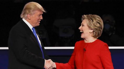 Presidential nominees shake hands (AP Photo/David Goldman)