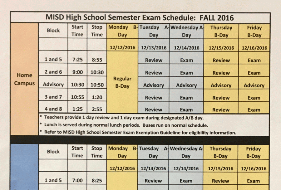 Lake Ridge Midterm Exam Schedule Released