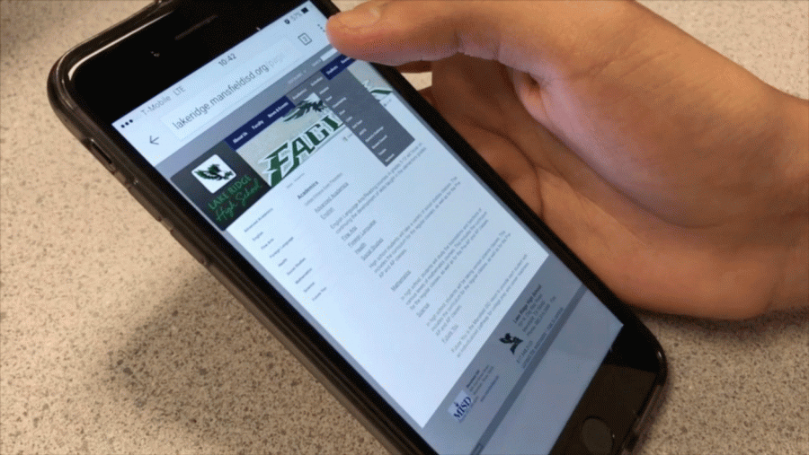 A student goes to the Lake Ridge website.