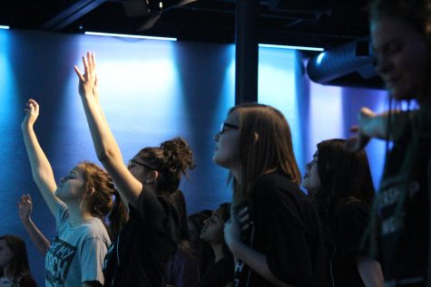Students gather for night of praise.