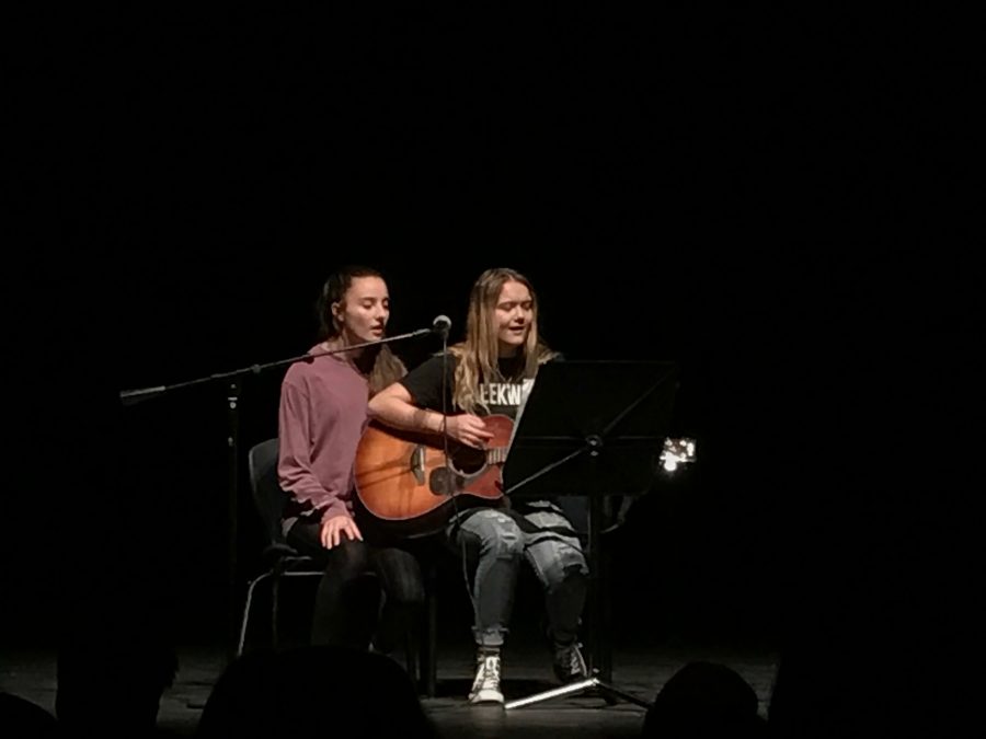 Brittany Wolfe and Alyssa Ackerman sing Traveling Soldier.