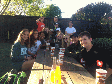 The Tennis Team eating together between matches.