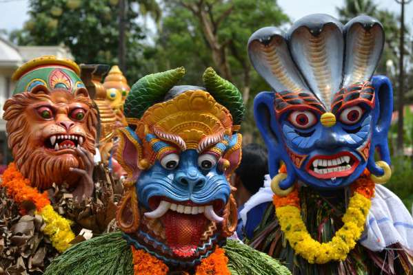 Masks from the Yam Festival in African culture