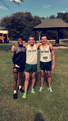 Seniors (Left to right) Zion Smith, Clay Casner, and John Beaman smile after another successful meet.