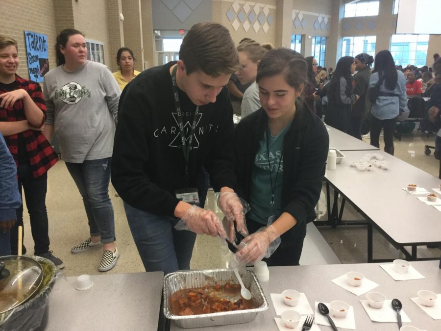 NHS Students putting out food samples