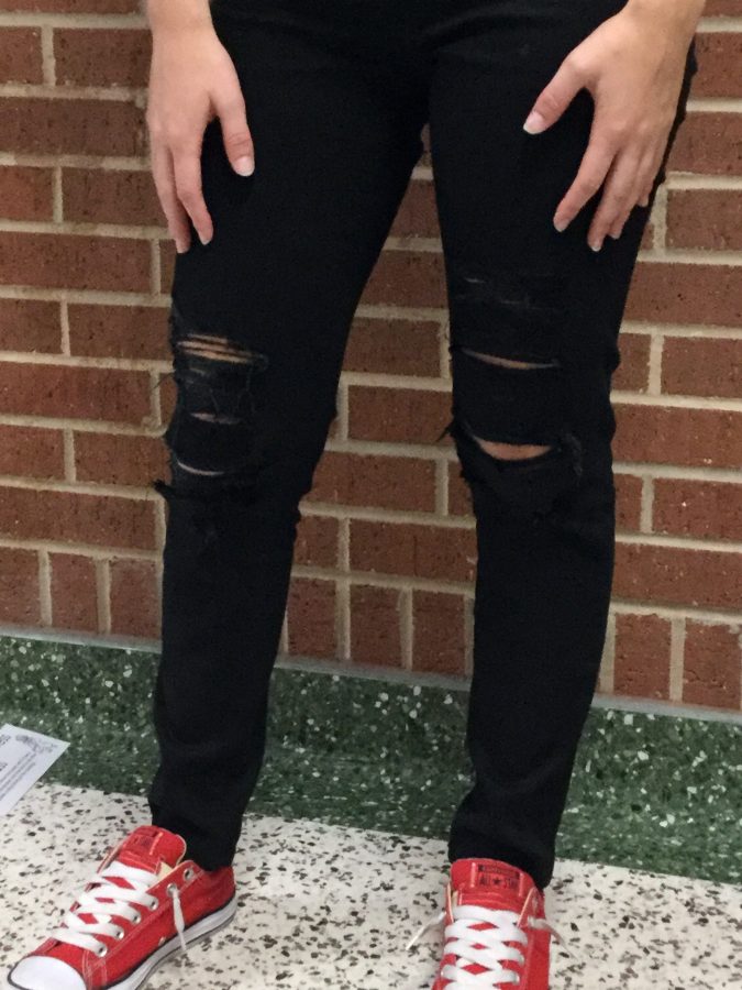 Students at Danny Jones Middle School can now wear ripped jeans to class. Students in previous years could be sent to the office for dress code violation last year for similar clothing.
Photo by Kayley Sinor and Hannah Van