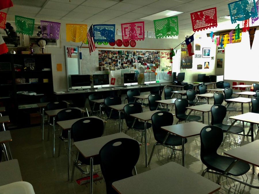 Classrooms look empty as Mansfield ISD transitions to distance learning. 