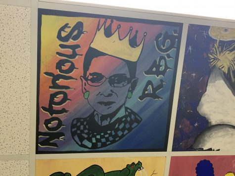 Looking down on Stacy Bailey's Art students is a portrait of the notorious Supreme Court Justice.