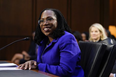 Supreme Court nominee Judge Ketanji Brown Jackson listens during her confirmation hearing before the Senate Judiciary Committee Monday, March 21, 2022, on Capitol Hill in Washington. (AP Photo/Jacquelyn Martin)
