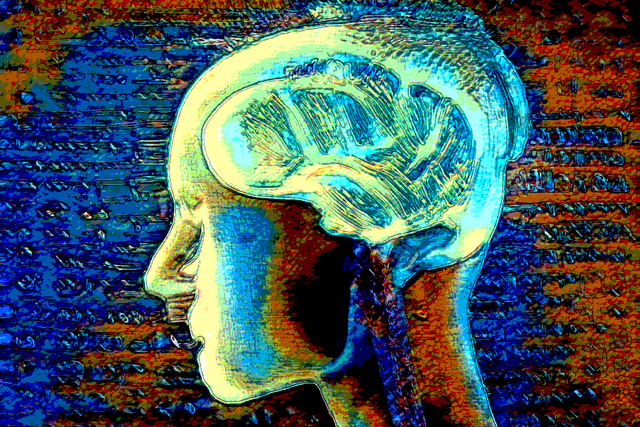 Illustration of human head with a brain; using multiple different colors. Artificial General Intelligence Illustration by David S. Soriano is licensed under CC BY-SA 4.0