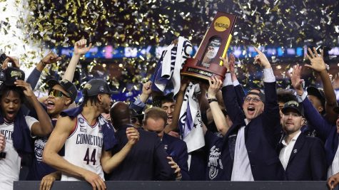 The UConn Huskies celebrate their victory after winning their fifth NCAA Tournament in dominant fashion with a remarkable run.