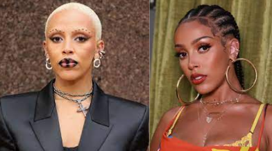 Side by side comparison of Doja Cat in 2018 vs 2023.