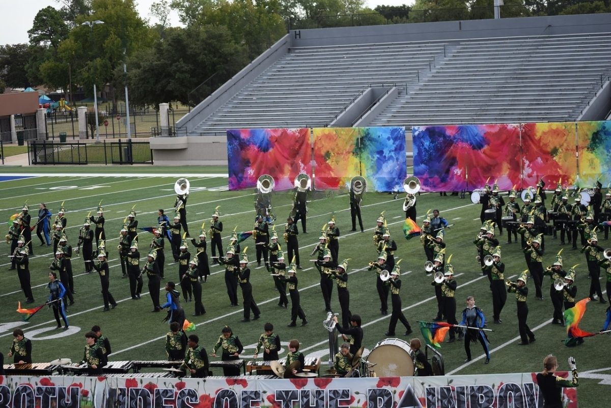 The Eagle Marching Band performed its show, Both Sides of the Rainbow, at the Area contest.